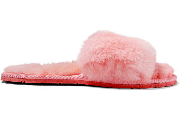 Baby-Pink Shearling Slides