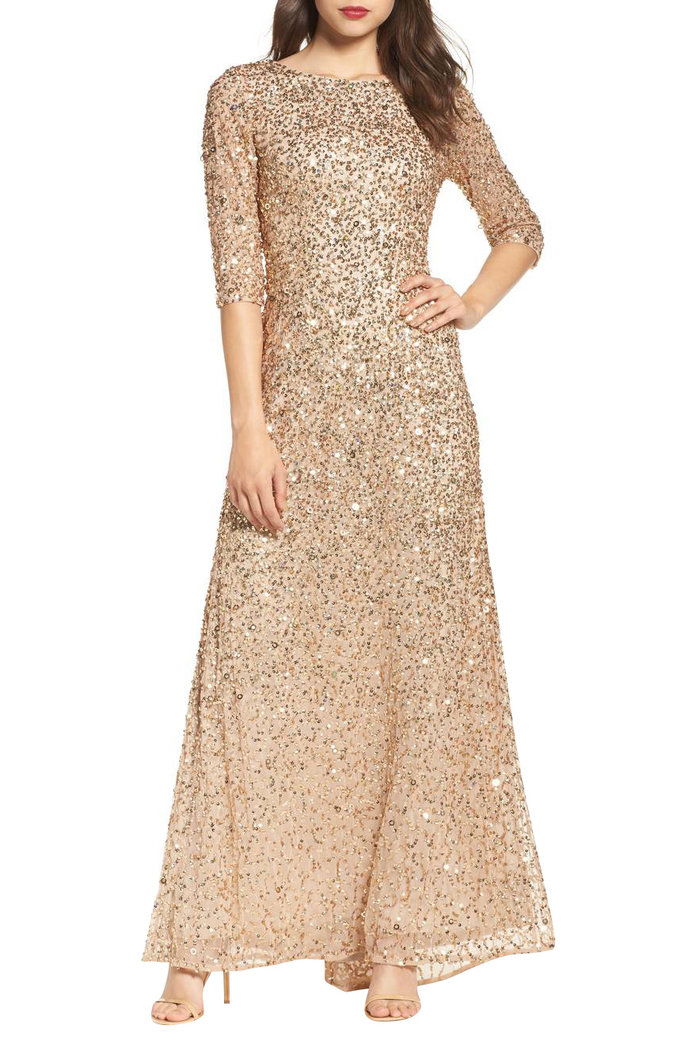 Адриана Papell Sequin Mesh Gown