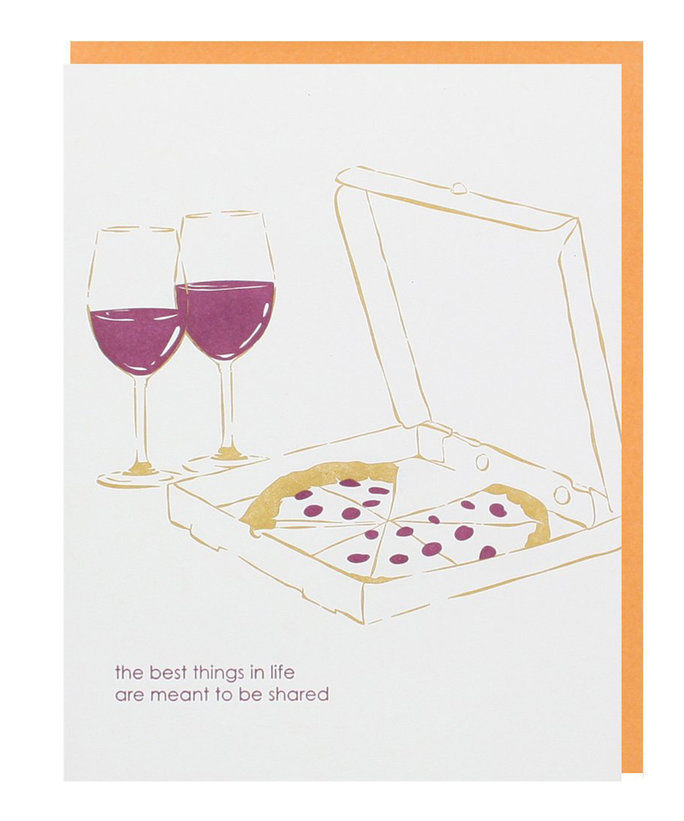 пица and Wine Love Card