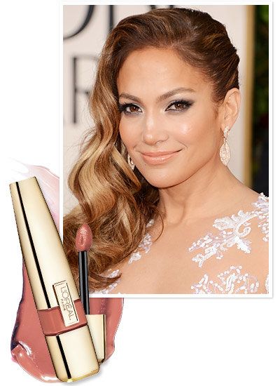 Τζένιφερ Lopez topped off her smokey eye with a nude lip at the Golden Globes