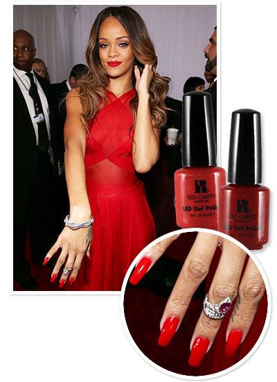 Ριάννα's Red Grammy mani matched perfectly with her bright red dress