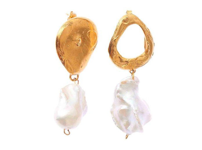 злато Plated Pearl Drop Earrings