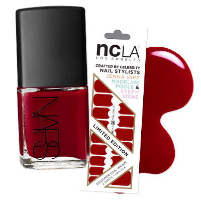 Опитвам a moon manicure with NCLA's Dita Did It and NARS' Jungle Red