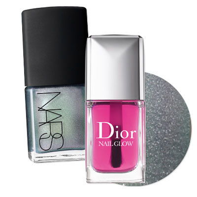 холографски pedicure with Dior's Nail Glow and NARS' Disco Inferno