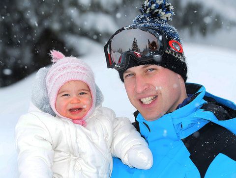 принц William, Duke of Cambridge and Princess Charlotte, enjoy a short private skiing break on March 3, 2016 in the French Alps, France. 