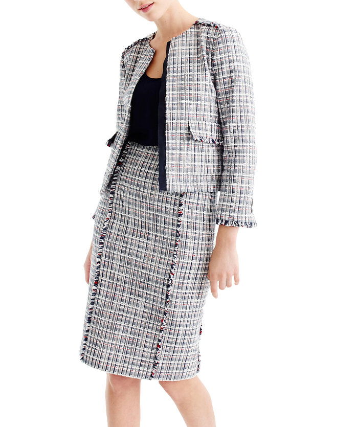 А Pencil Skirt + Tweed = a Lady-Like Option.