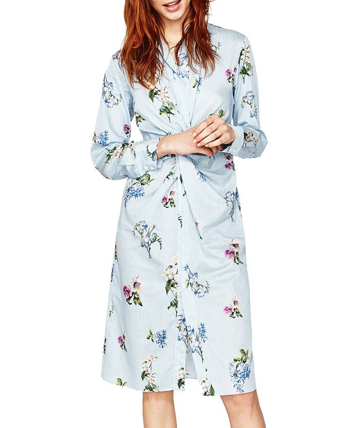 правя your florals office-appropriate and wear a floral shirtdress!