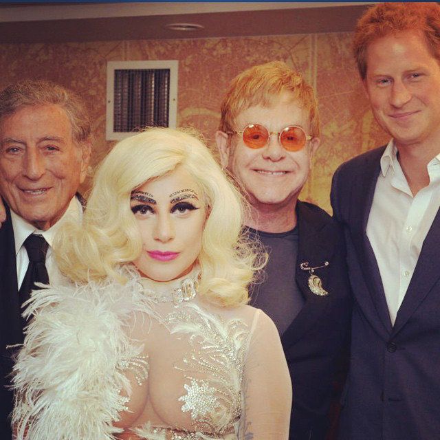 Елтън John with Tony Bennett, Lady Gaga, and Prince Harry