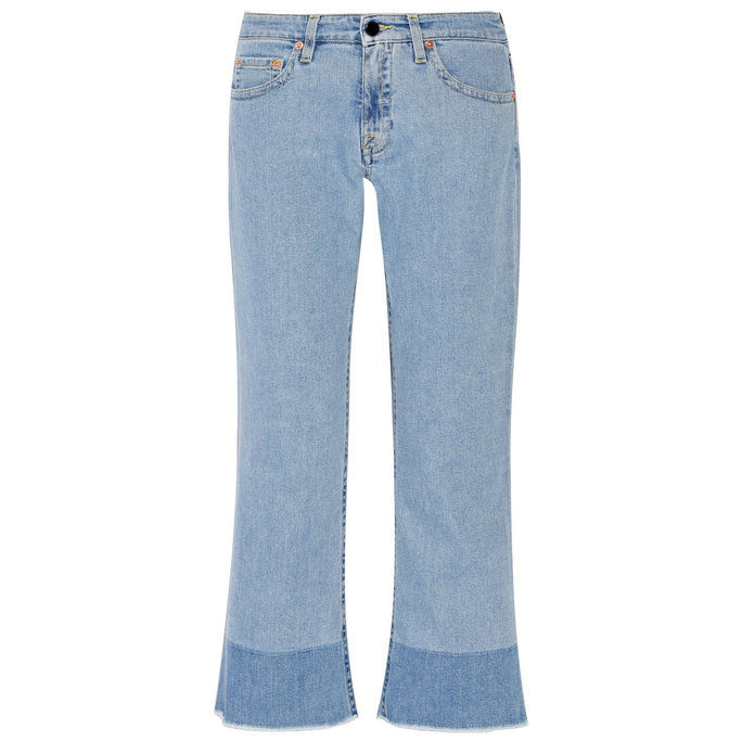 Kick-Flare Jeans With Distressed Hems 