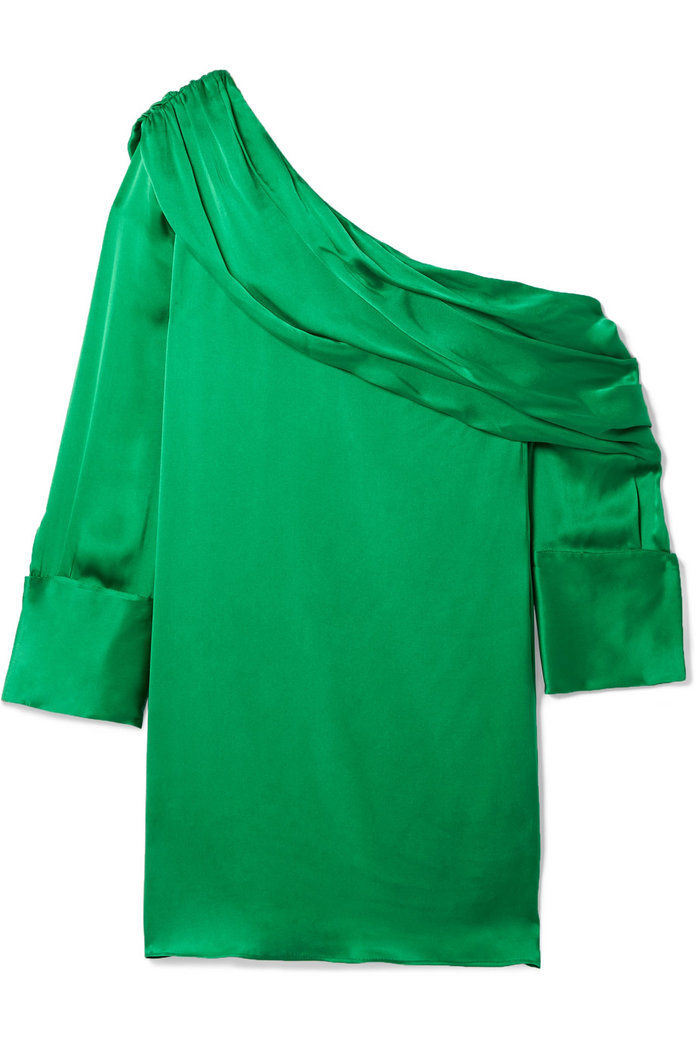 Serina off-the-shoulder stretch-silk satin mini dress