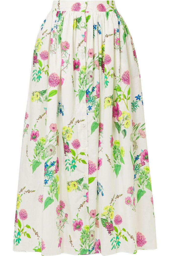 Floral-Print Cotton-Poplin Maxi Skirt