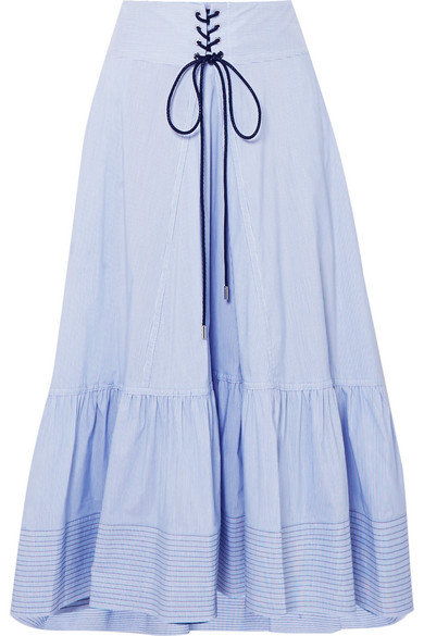 Стягам Striped Cotton-Blend Poplin Midi Skirt