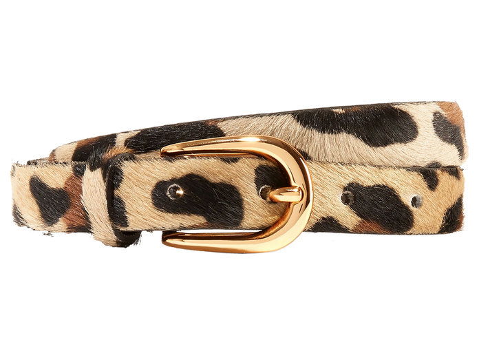 Leopard-print calf hair belt 