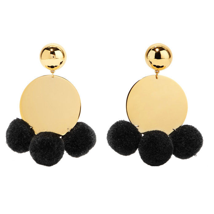 пом-пом embellished gold-plated earrings