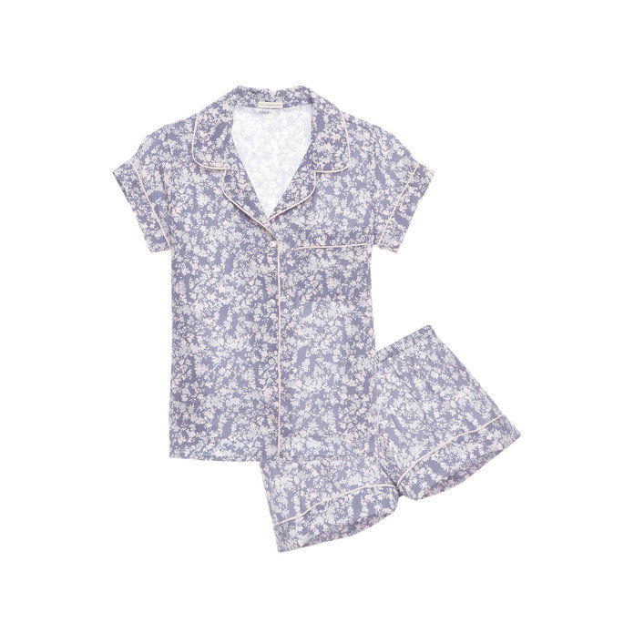цветен Contrast-Trim Silk Pajama Set