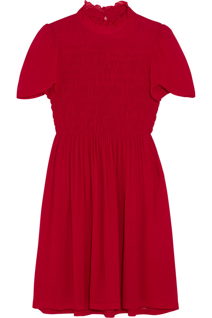 червен smock dress