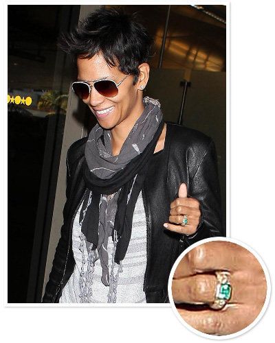 Halle Berry - engagement ring - emeralds