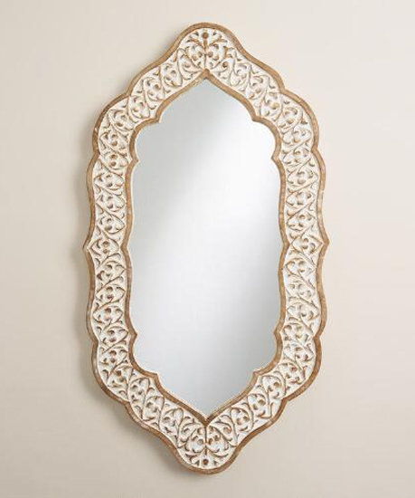 свят Market White Oval Avasa Scalloped Mirror