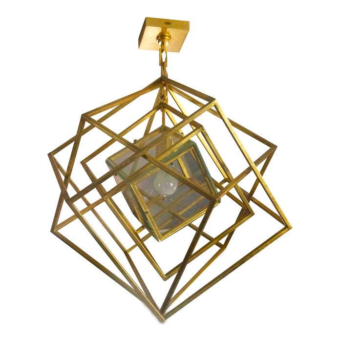 геометричен Gold Cube Pendant
