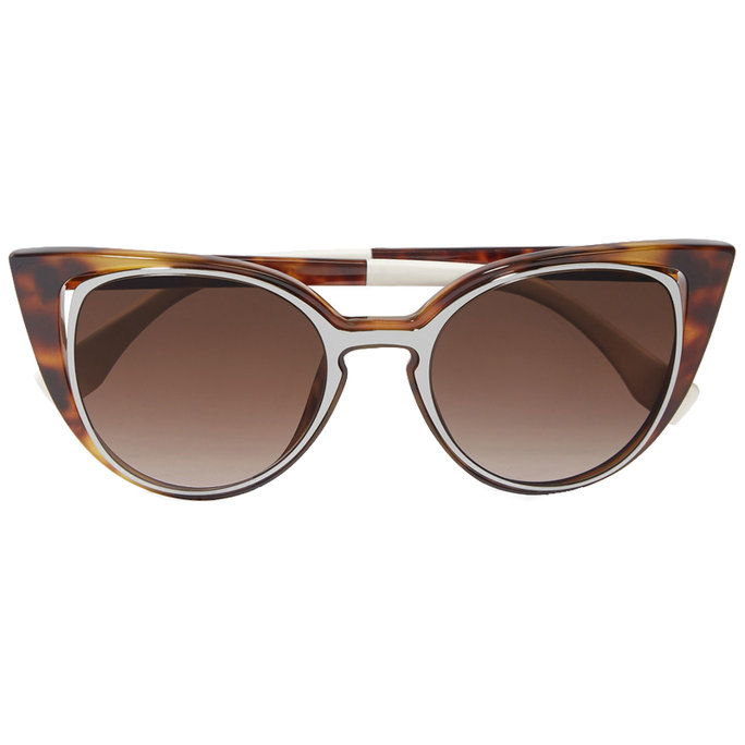 Fendi Cutout Cat-Eye Acetate and Gunmetal-Tone Sunglasses