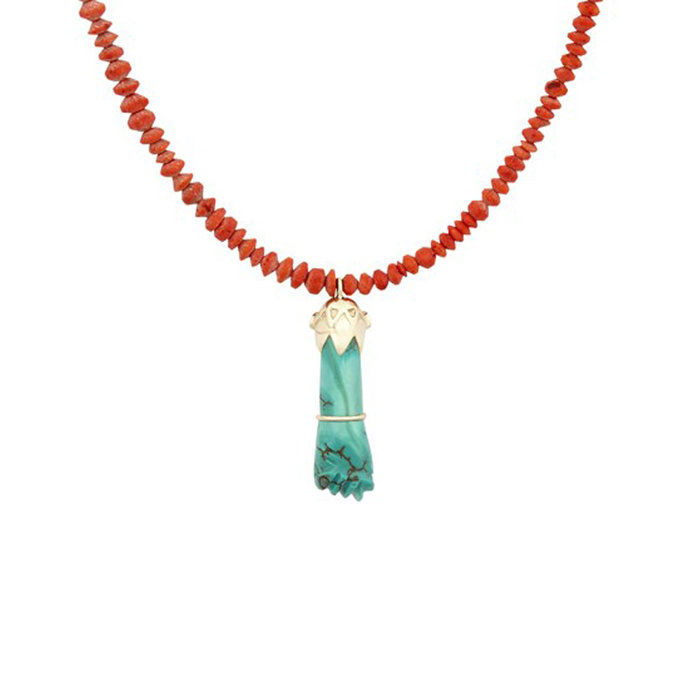 Turquoise, Coral, Tourmaline Necklace