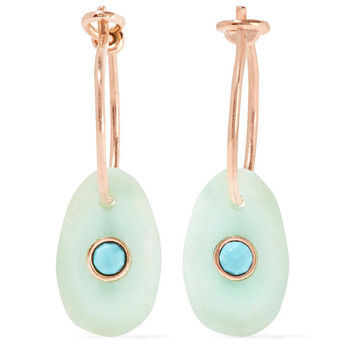 Orso 9-karat rose gold, chrysoprase and turquoise earrings 