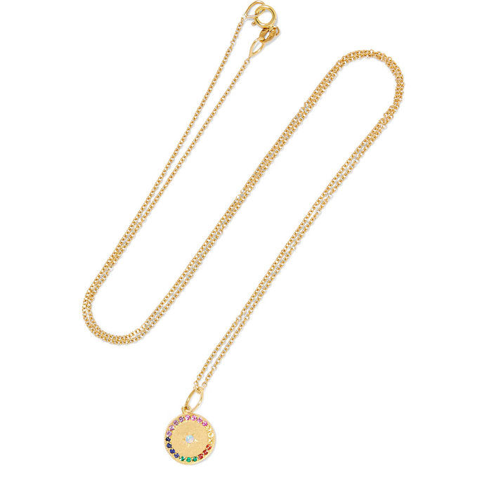 Γεμάτος Moon 18-karat gold multi-stone necklace