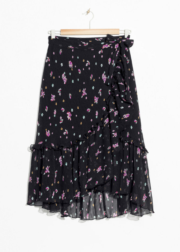 чист Floral Ruffle Midi Skirt 