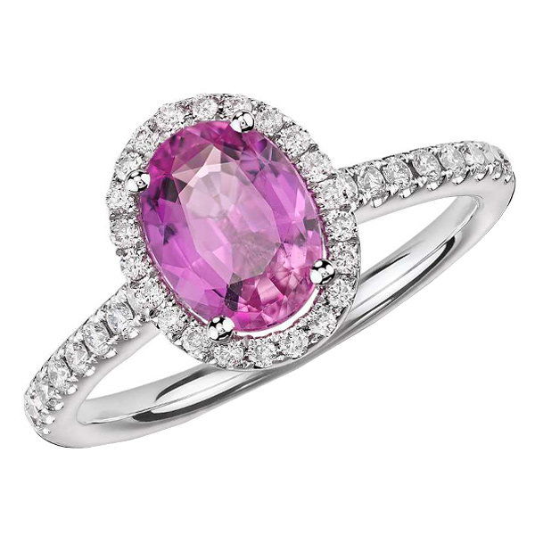 Син Nile Pink Sapphire and Micropavé Diamond Ring