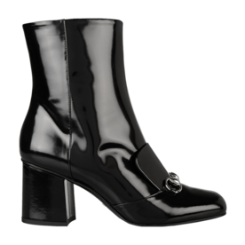 Horsebit-подробно patent-leather ankle boots
