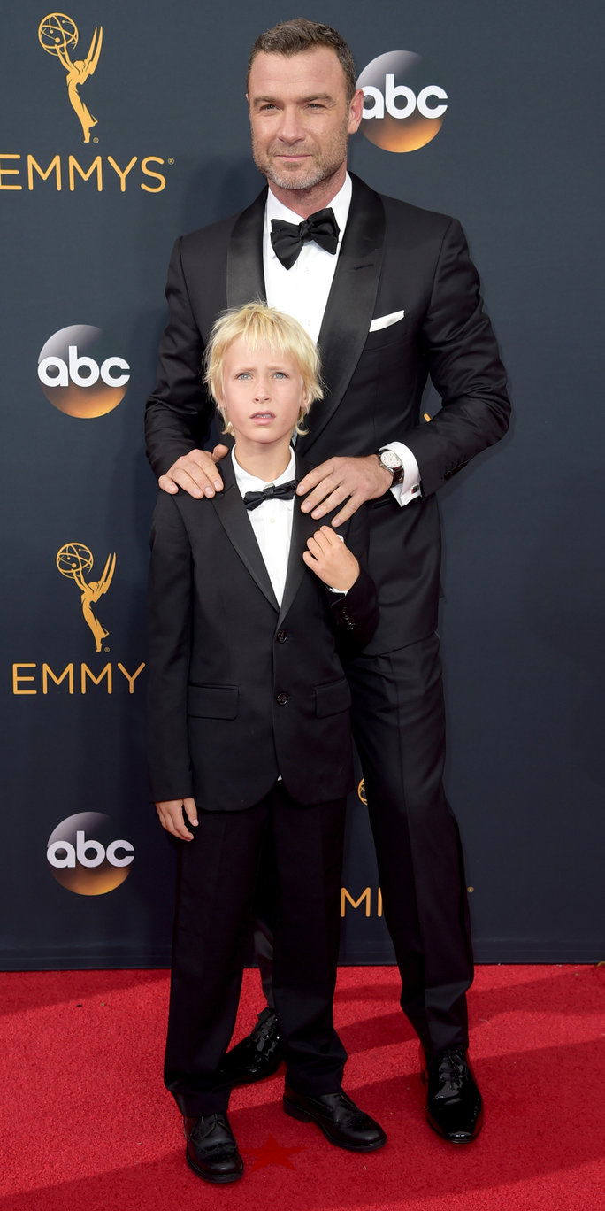 Liev Schreibe, left, and Samuel Kai Schreiber arrive at the 68th Primetime Emmy Awards on Sunday, Sept. 18, 2016, at the Microsoft Theater in Los Angeles. (Photo by Richard Shotwell/Invision/AP)