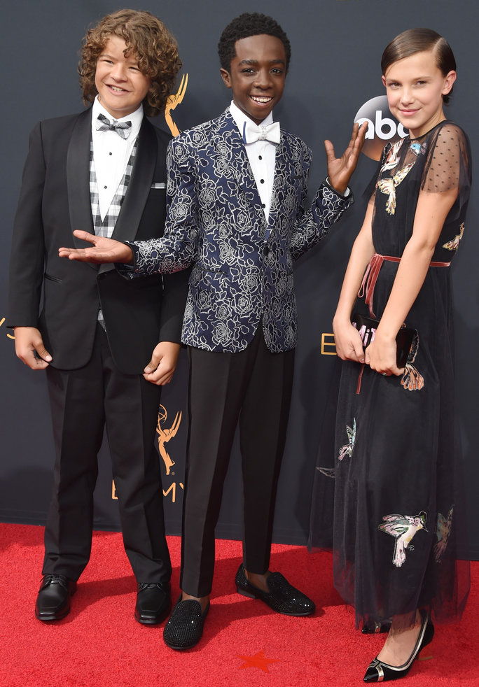 Gaten Matarazzo, from left, Caleb McLaughlin, and Millie Bobby Brown 