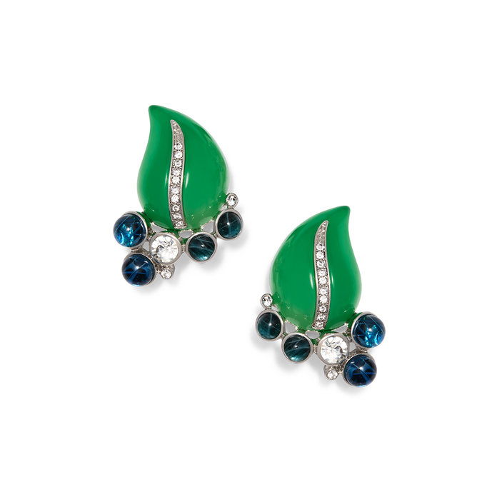 листо Clip Earring in Jade