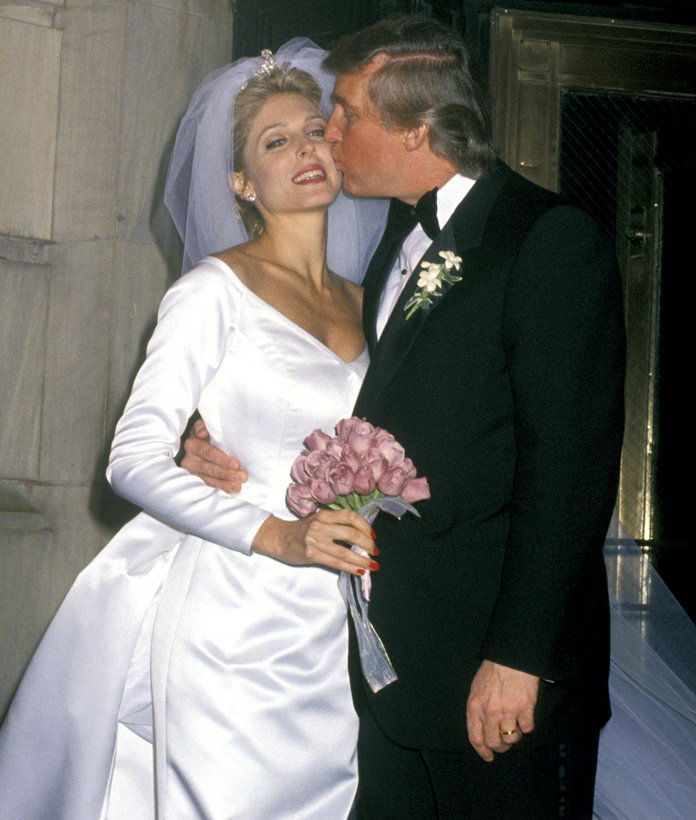 Marla Maples and Donald Trump during The Wedding of the Year: Mr. Trump Takes Another Gamble at Plaza Hotel in New York City, New York, United States. (Photo by Ron Galella/WireImage)