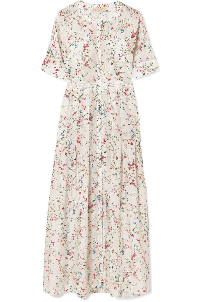 Дантела тапицерия floral-print silk midi dress