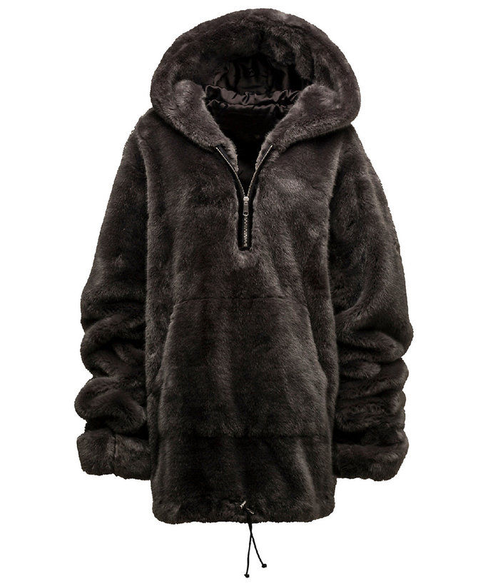 Half-Zip Pullover Faux Fur Hoodie 