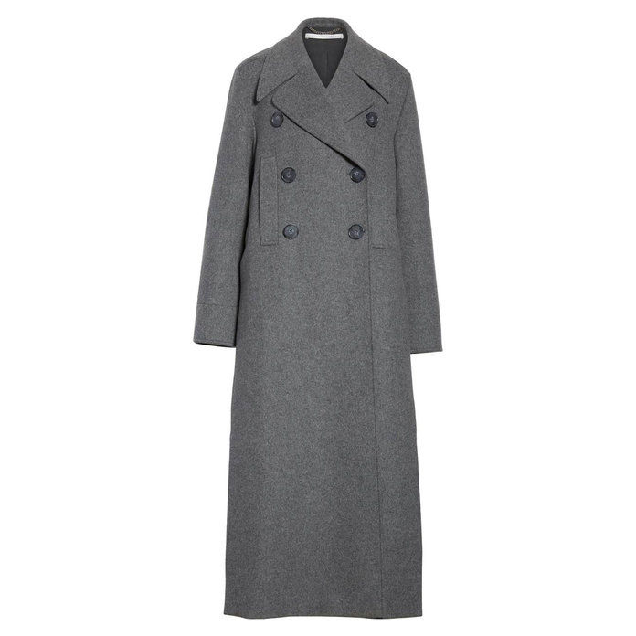 дълго Double Breasted Wool Blend Coat 