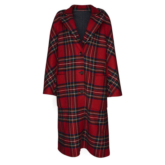 шотландски Tartan Wool & Cashmere Reversible Coat 