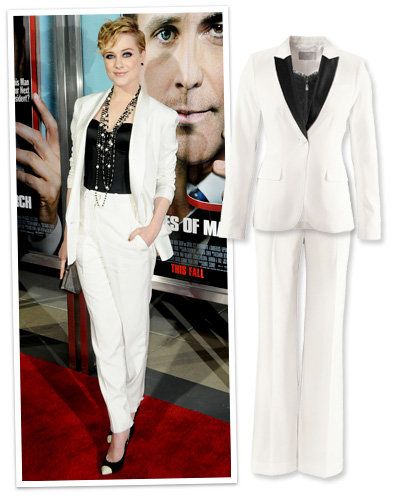 Evan Rachel Wood in a white suit