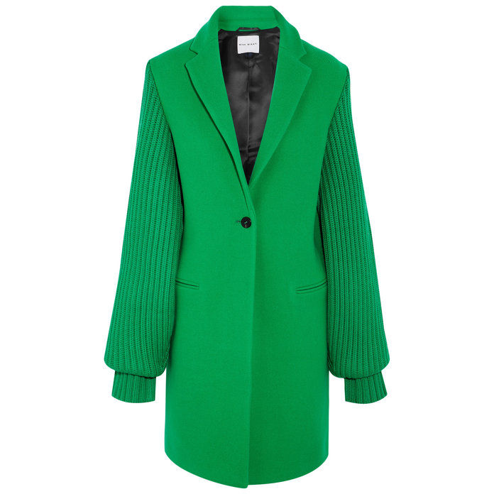 Κεντημένα wool-blend green coat 