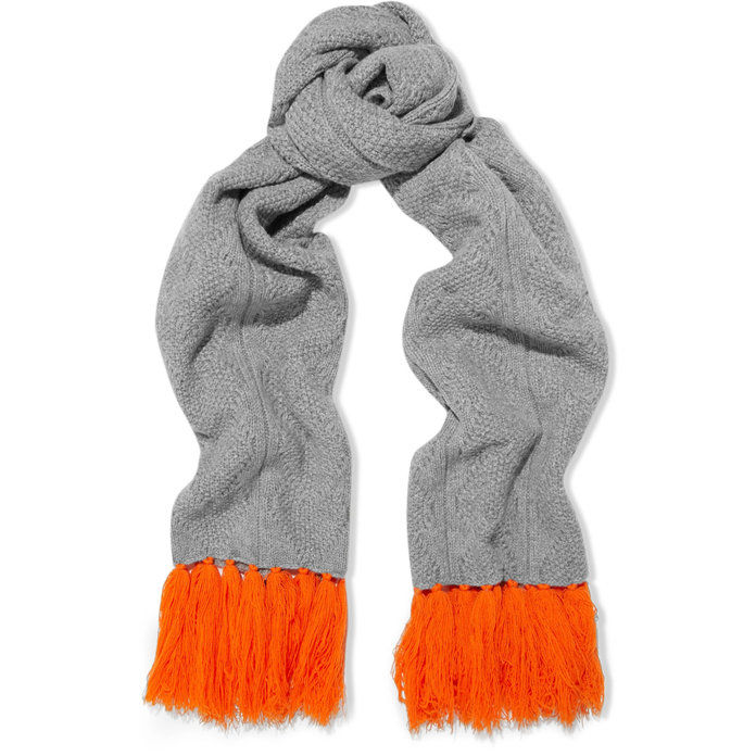 оранжев Fringed Cable-Knit Scarf 