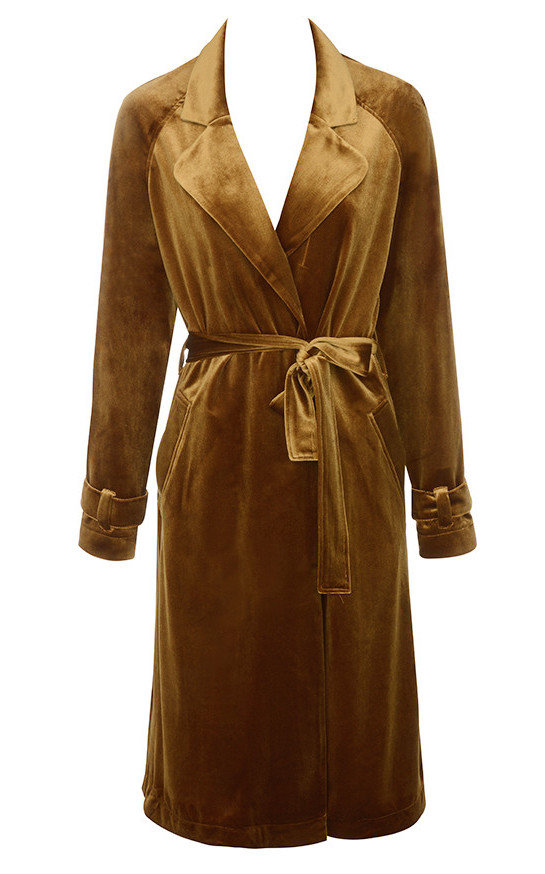 А trenchcoat in the season's hottest textile, velvet, by House of CB