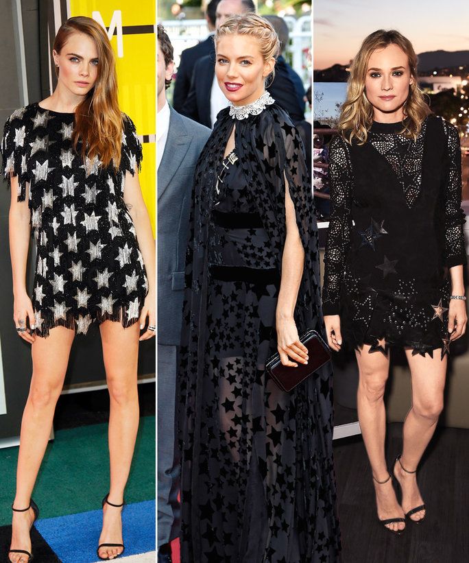 Кара Delevingne, Sienna Miller, Diane Kruger wearing the star dress trend