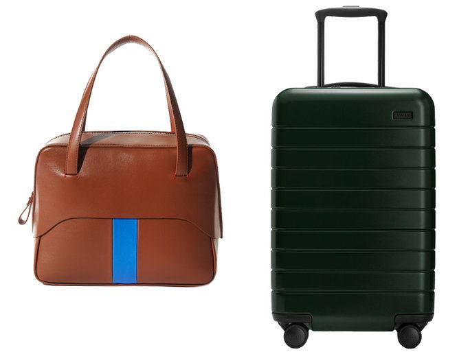 ΕΝΑ Leather Holdall + A Chargeable Suitcase 