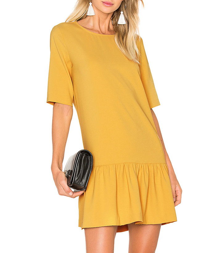 Κίτρινος Drop-Waist Mini Dress