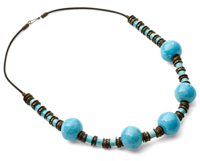 Μπλε and Metal Beaded Necklace