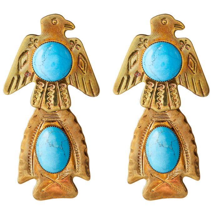 Χαραγμένο Eagle Earrings with Turquoise