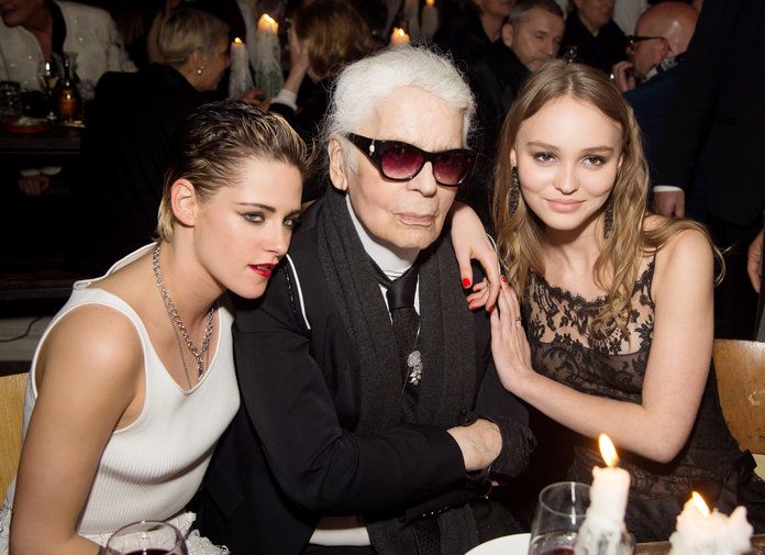 Кристен Stewart, Karl Lagerfeld, and Lily-Rose Depp