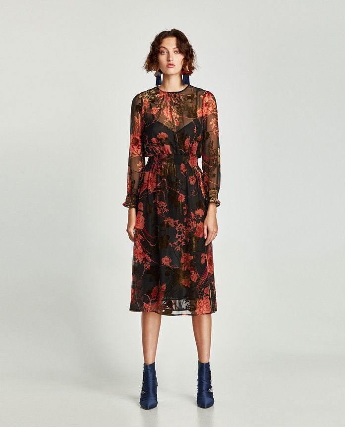 Zara Midi Dress with Elastic Waist