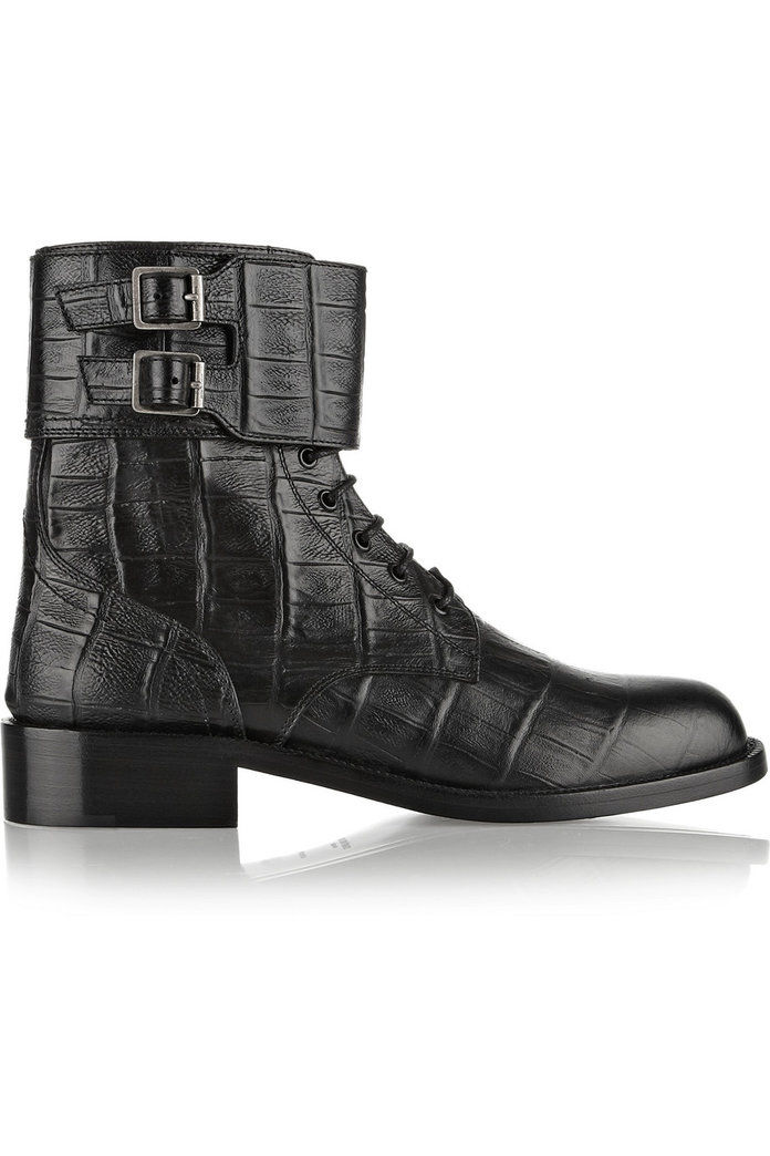 светец Laurent Patti croc-effect leather ankle boots